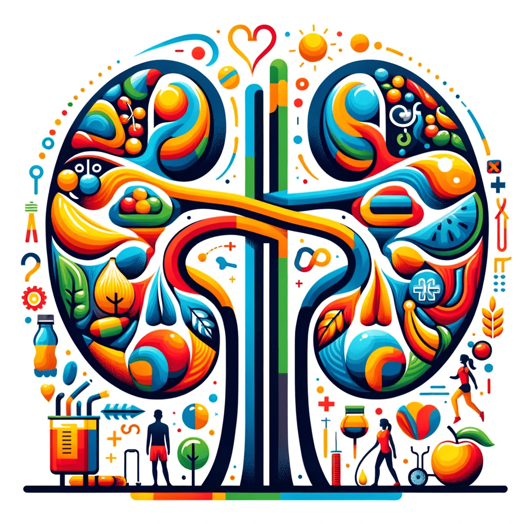A colorful illustration of a kidney.